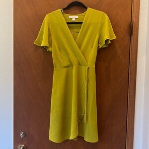 Monteau Green Flutter Sleeve Dress